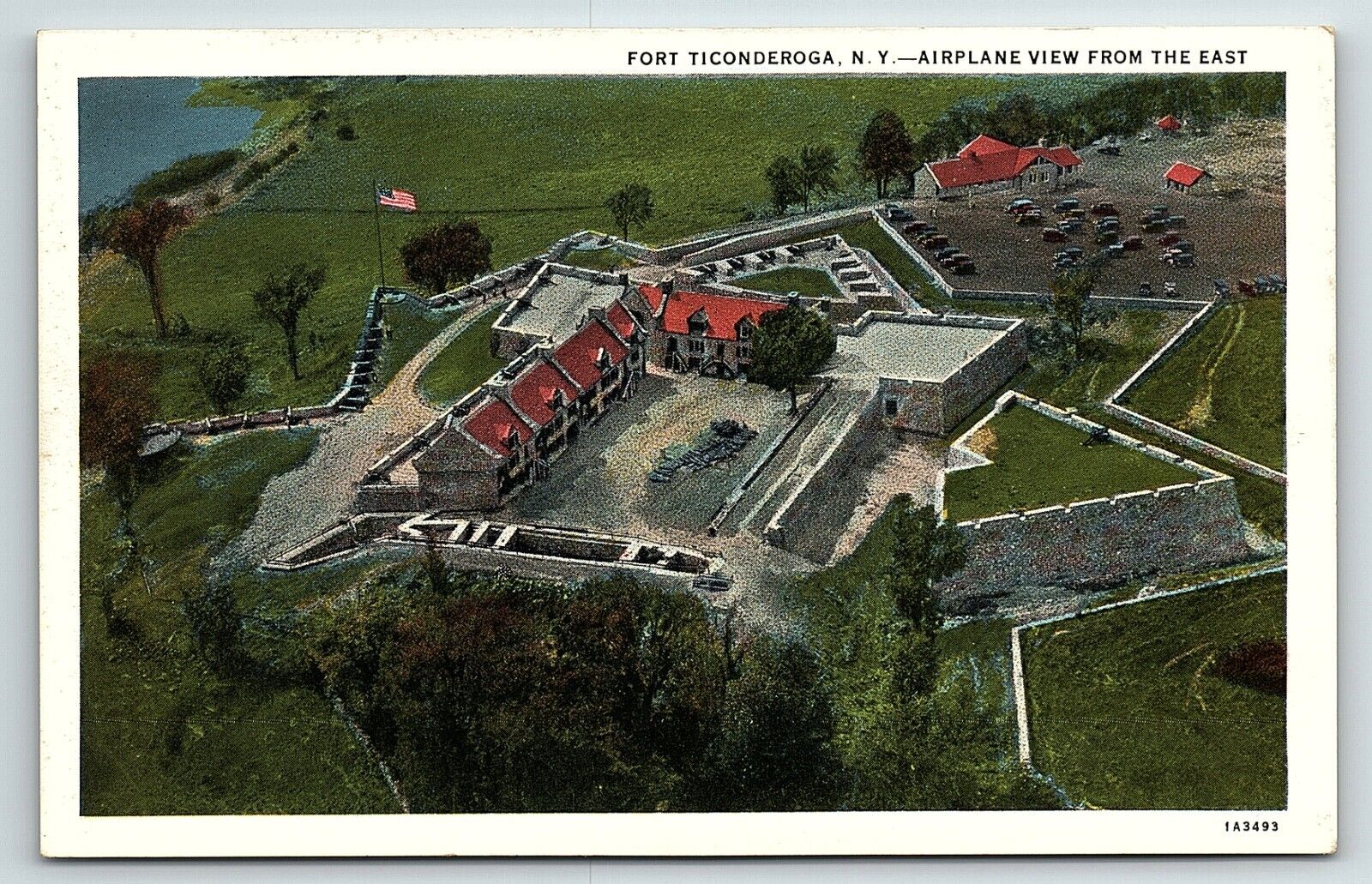 1920s FORT TICONDEROGA NEW YORK NY AIRPLANE VIEW FROM THE EAST POSTCARD P2599