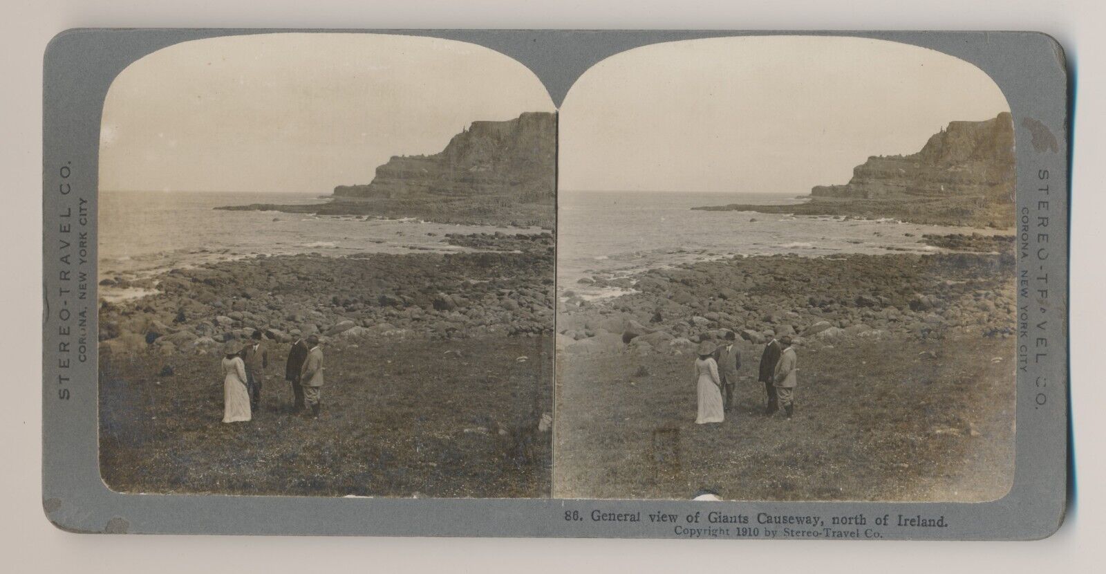 Stereoview Ireland #86 General View of Giants Causeway c1910 Stereo-Travel Co