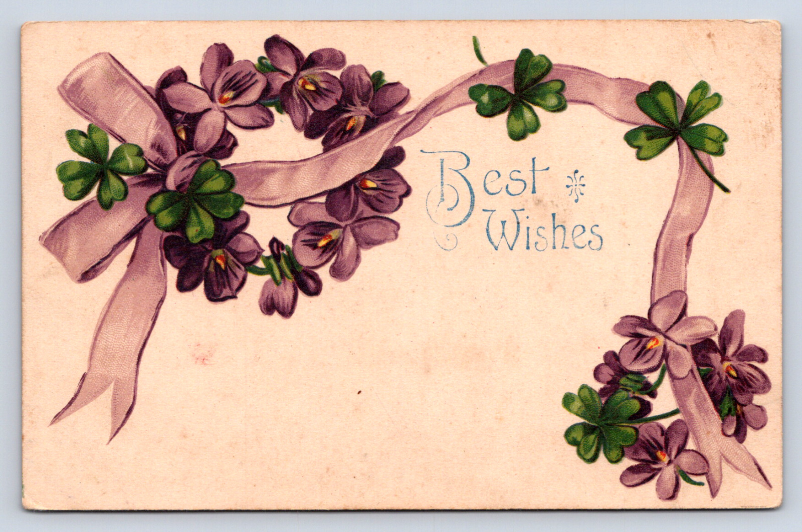 Vintage Postcard Best Wishes Floral Greeting