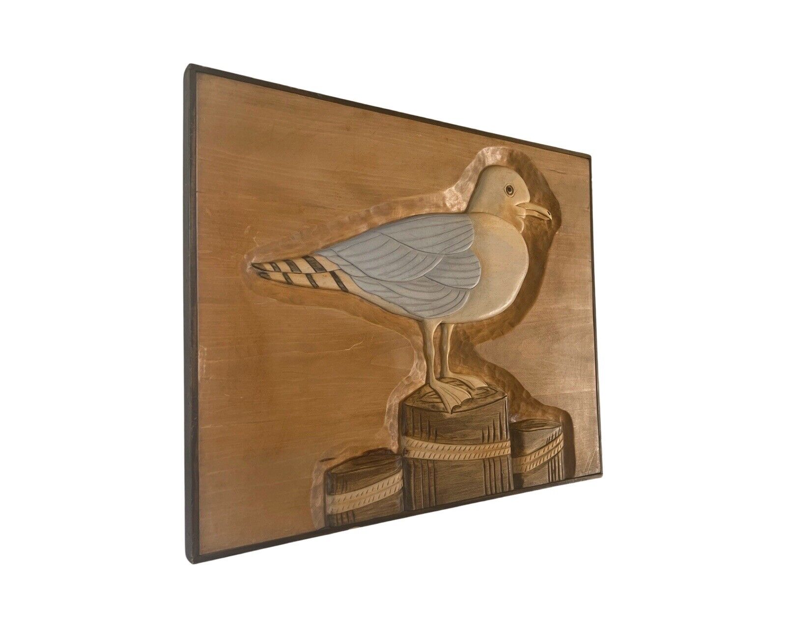 Vintage Mid Century Postmodern Bird Seagull Wall Art  George Updegraff Wood