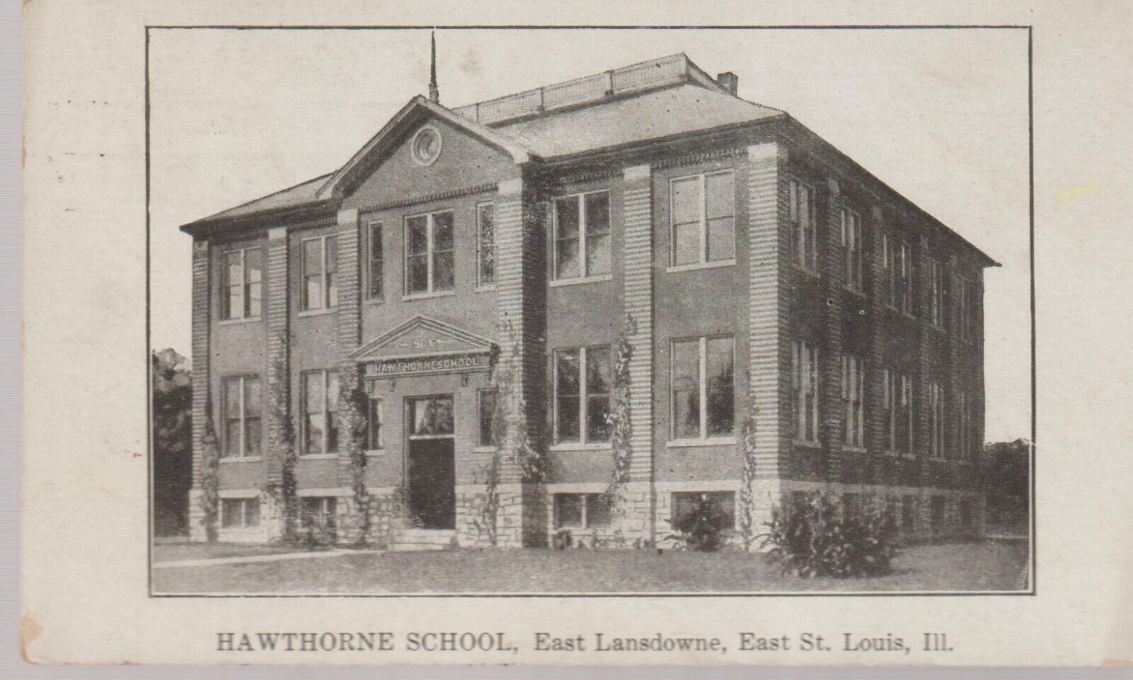 Postcard - Hawthorne School - East Lansdowne - East St Louis, Ill  1911