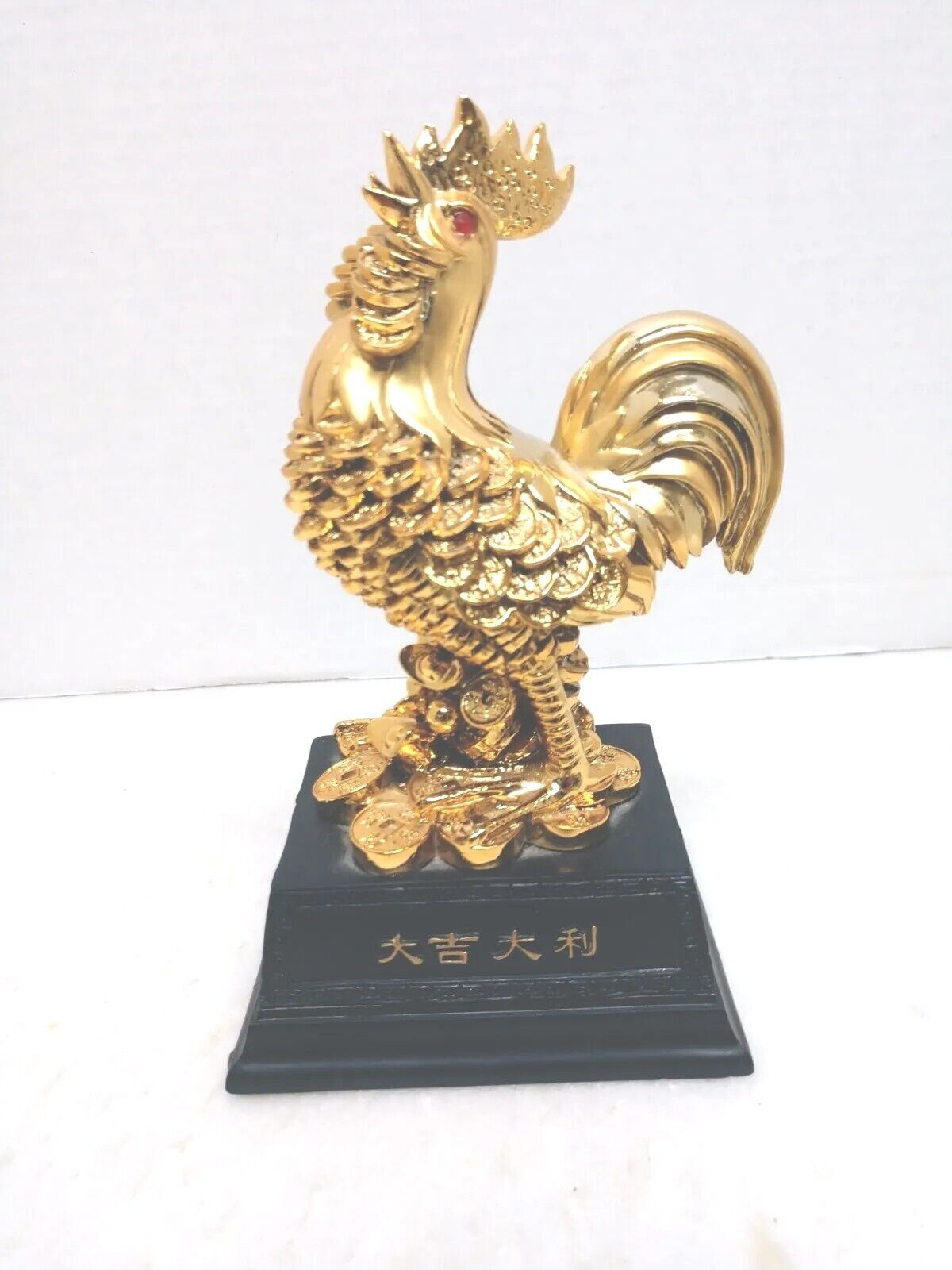 Vintage Chinese Golden Rooster Prosperity Statue