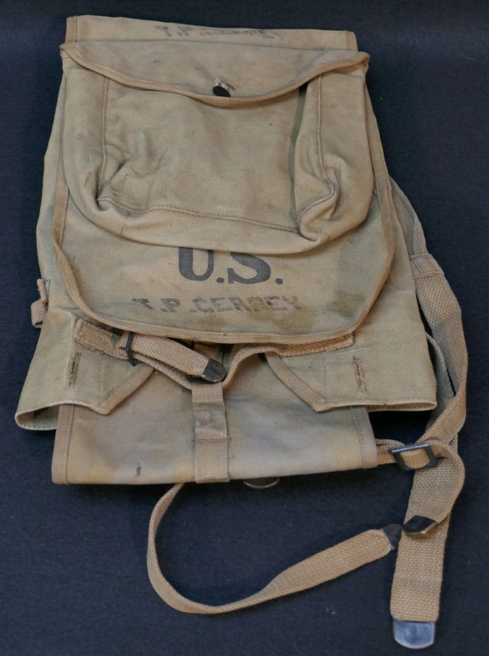 WWI US Army M1910 Haversack & Mess Kit Carrier WBS June 1918, Named T.P. GEAREY