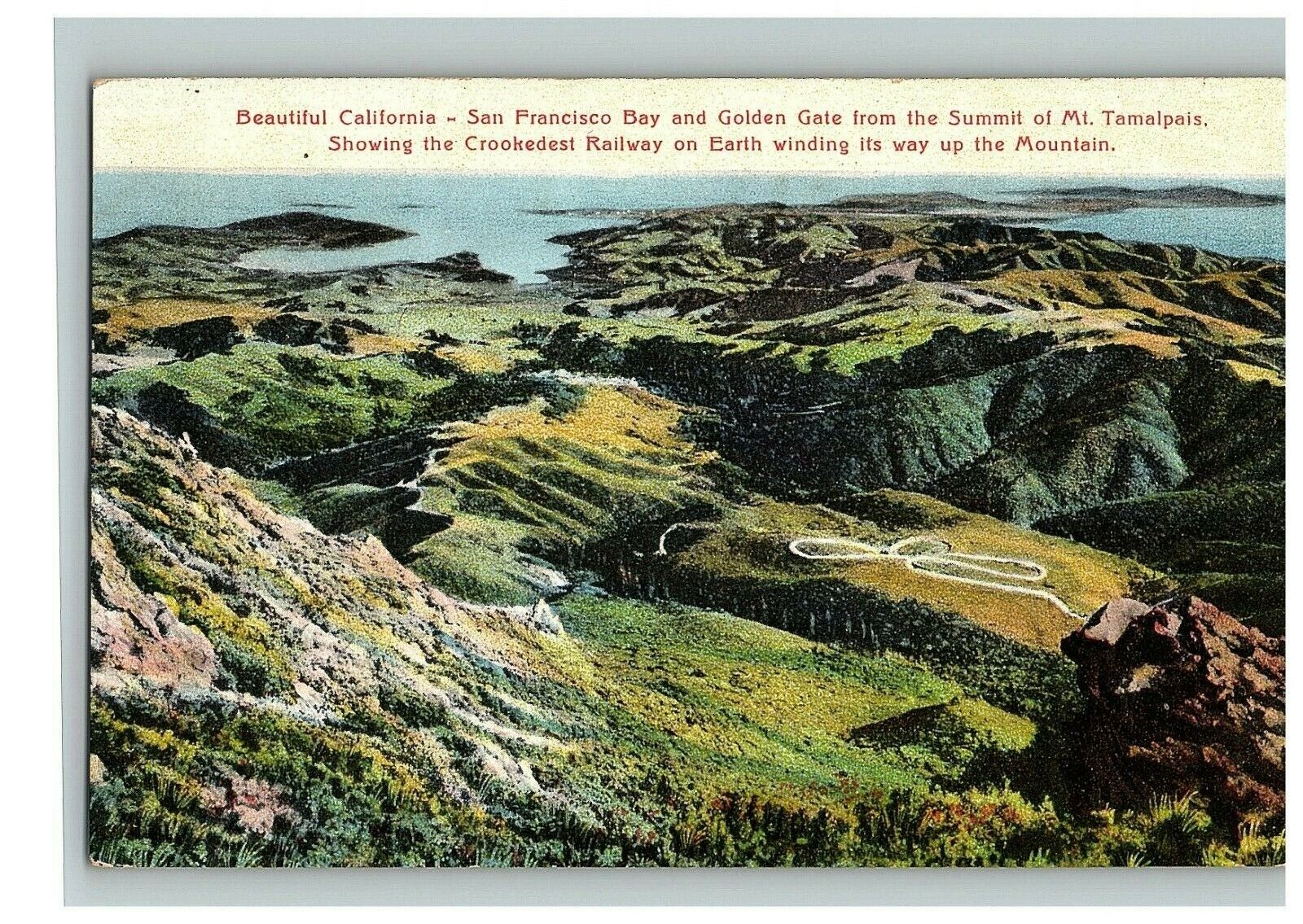 c. 1907-15 Postcard Beautiful CA San Francisco Bay Crookedest Railway On Earth