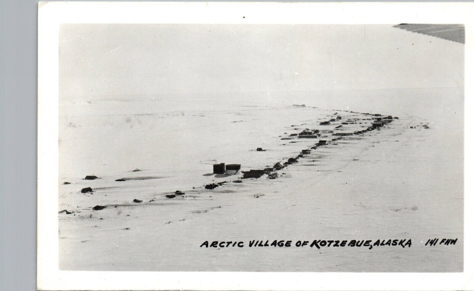 KOTZEBUE ALASKA AERIAL VIEW c1950 real photo postcard rppc ak arctic village