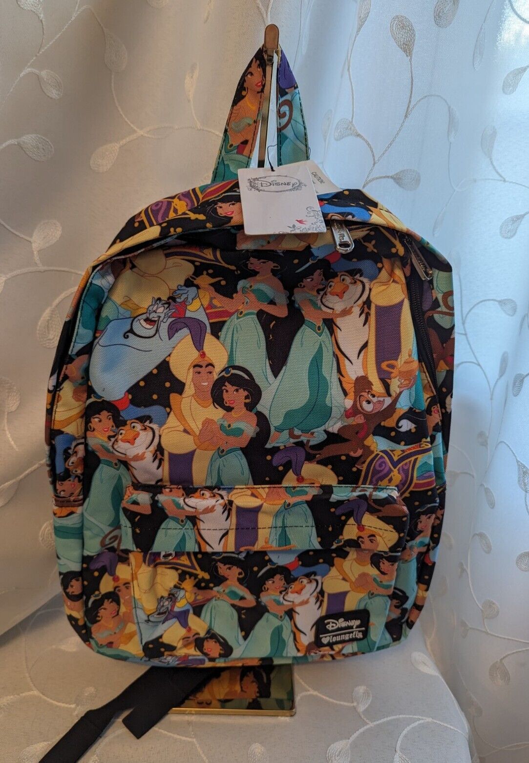 NWT Loungefly Disney Full Size Backpack Jasmine, Aladdin, Rajah & Genie RARE 