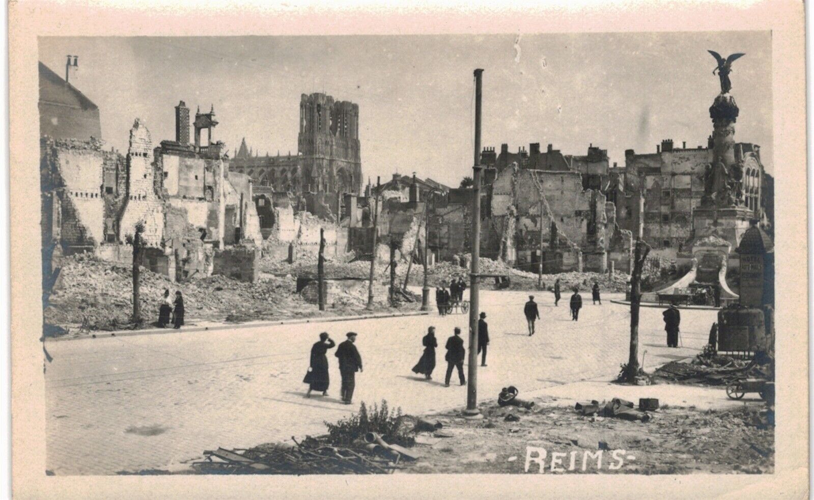 Reims Bombed Street RPPC 1920 France 