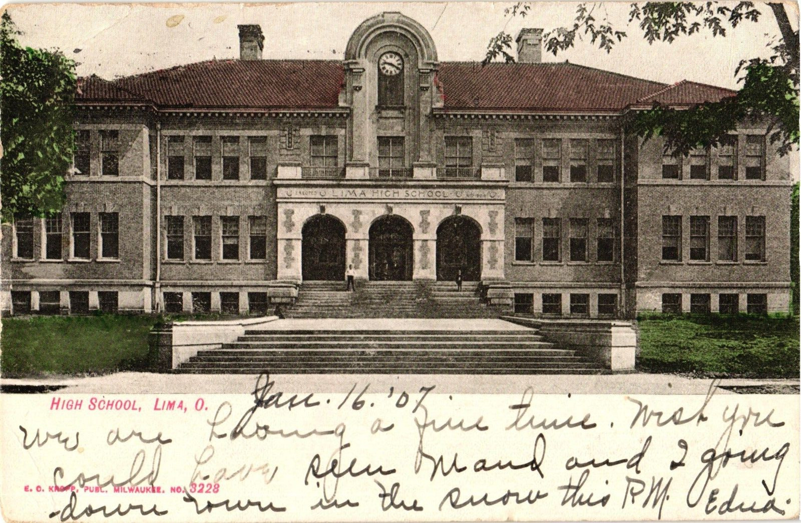 High School Lima Ohio Undivided Postcard c1907