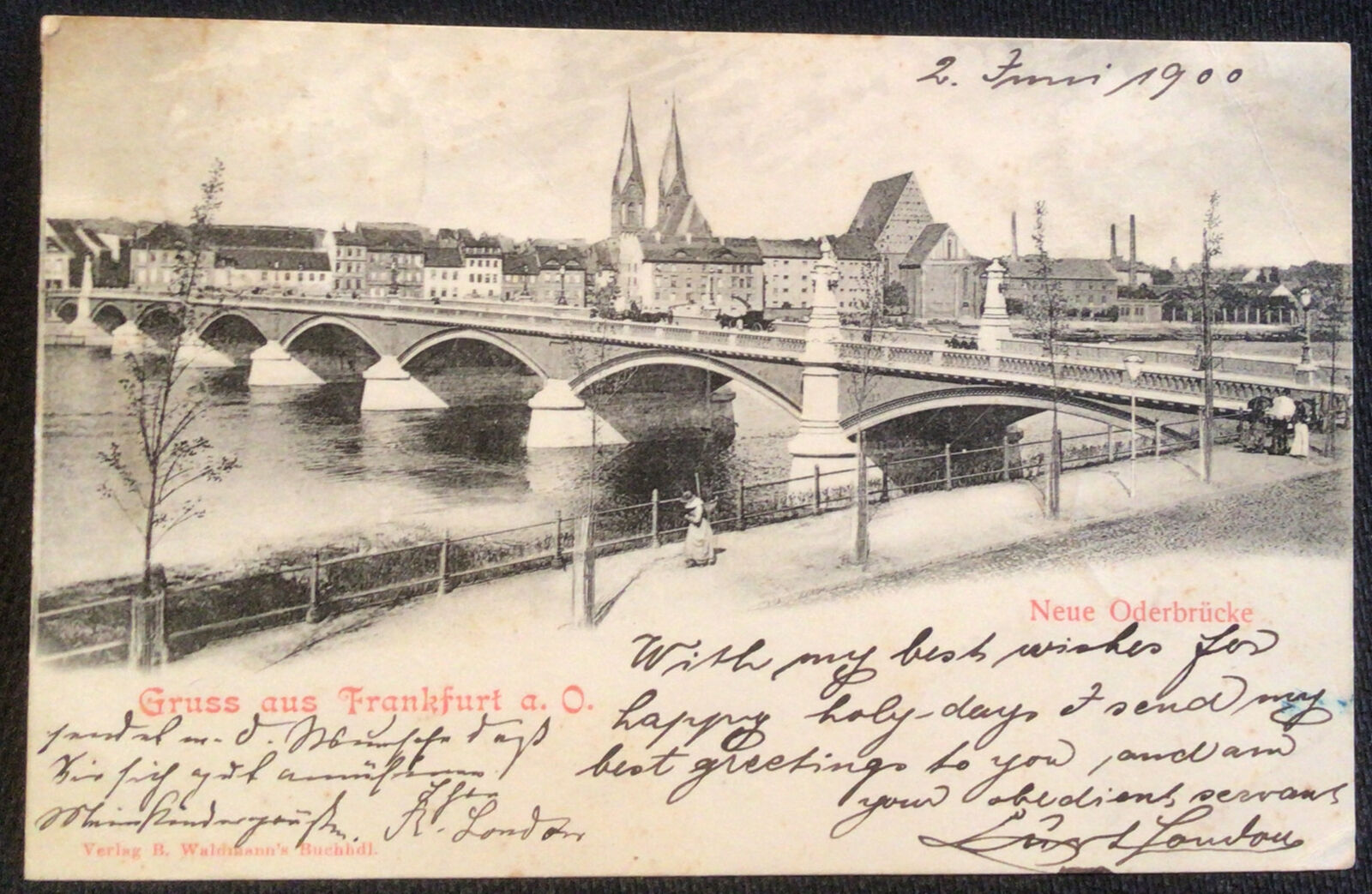 Gruss aus Frankfurt Vintage 1900 Postcard