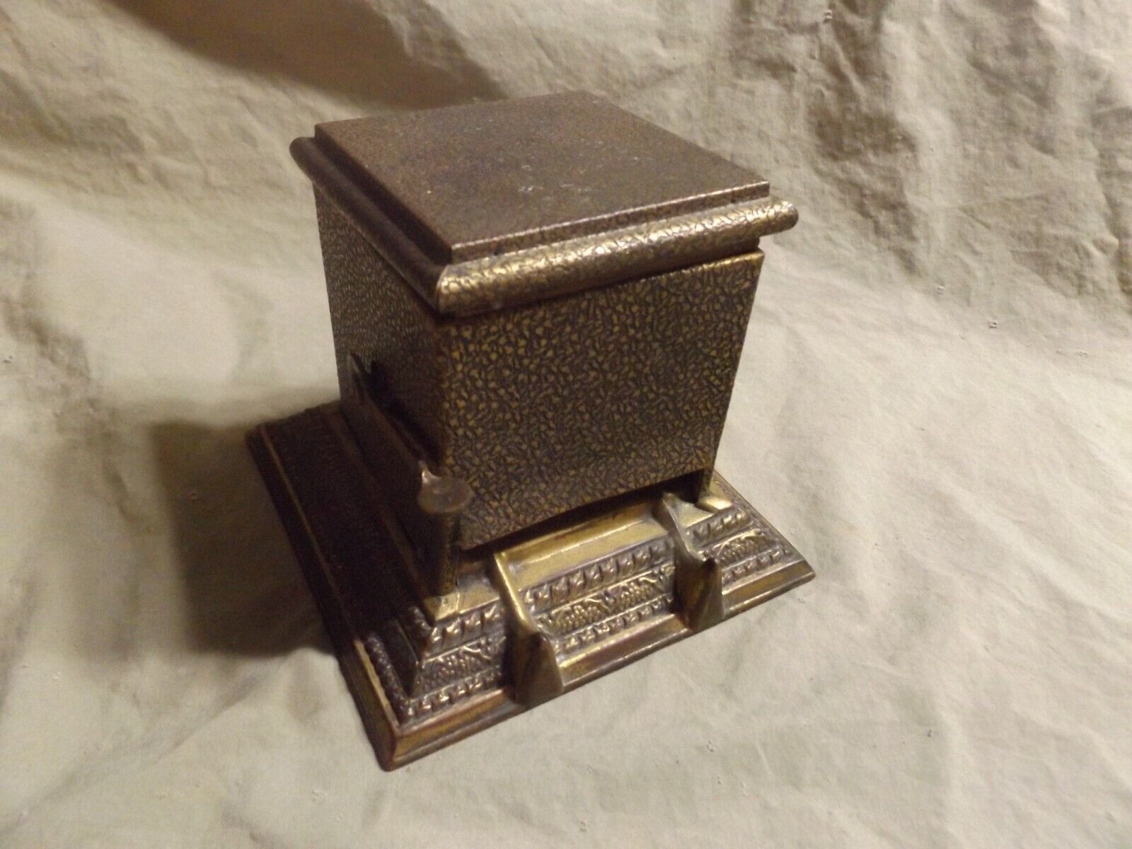 Antique Art Deco Cast Brass Cigarette Dispenser Box Unsigned