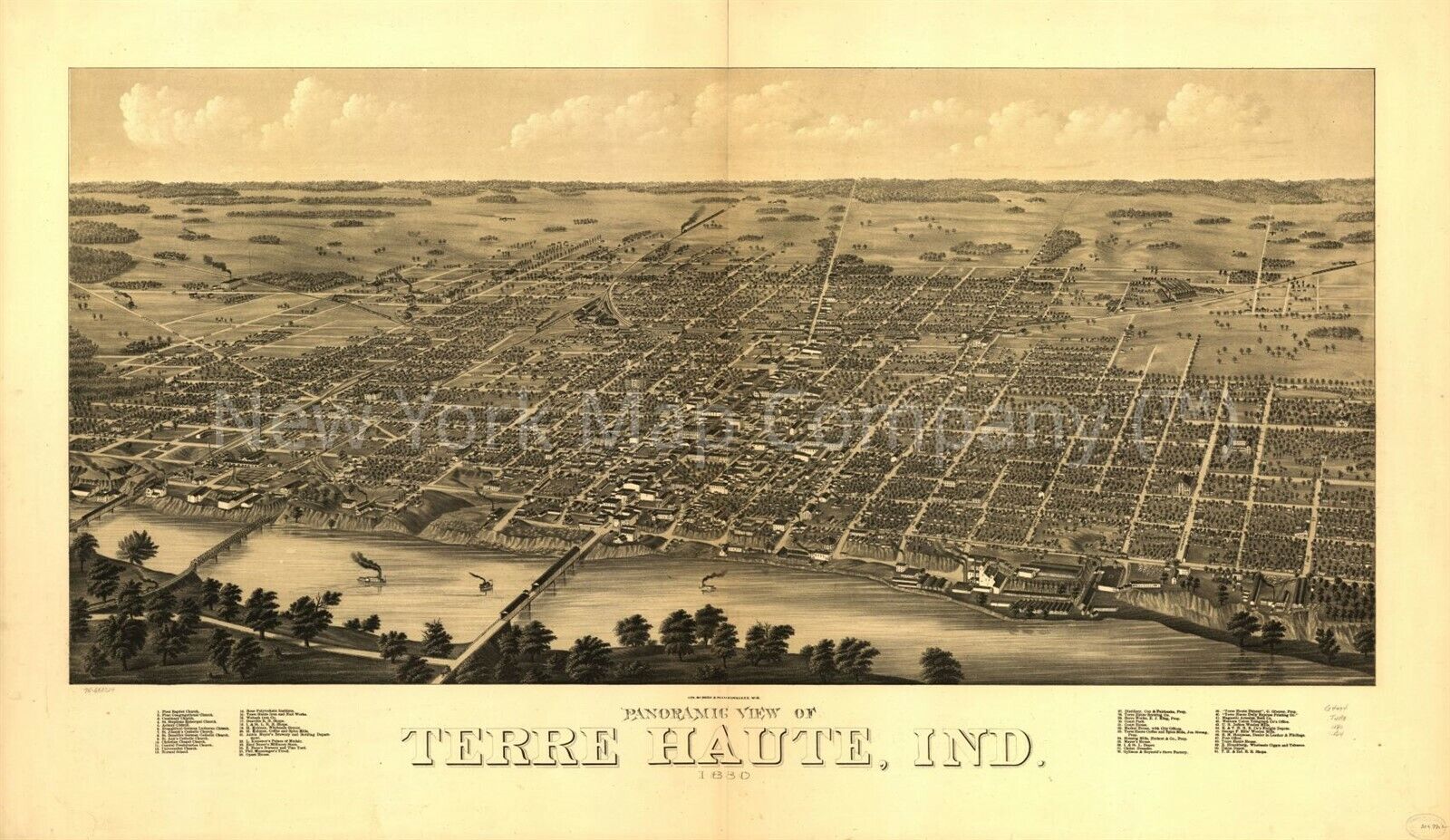 1880 Map of Terre Haute, Ind. | Panoramic view of Terre Haute, Ind. | Vintage In