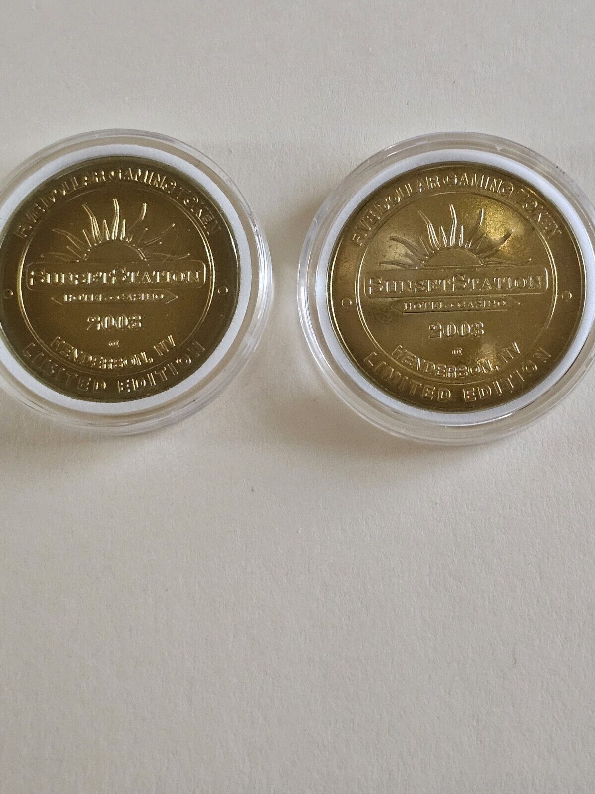 Sunset Station Casino Henderson NV Limited Edition .999 Silver $5 Tokens