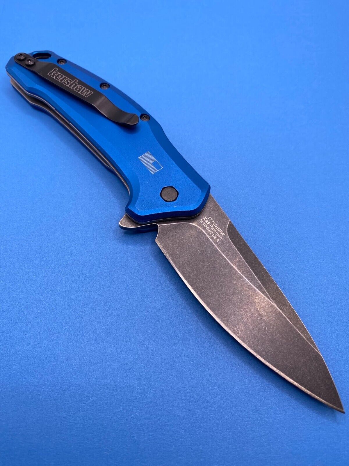 Kershaw 1776-NBBW Link Blue Aluminum Handle (Blackwash Blade) New In The Box