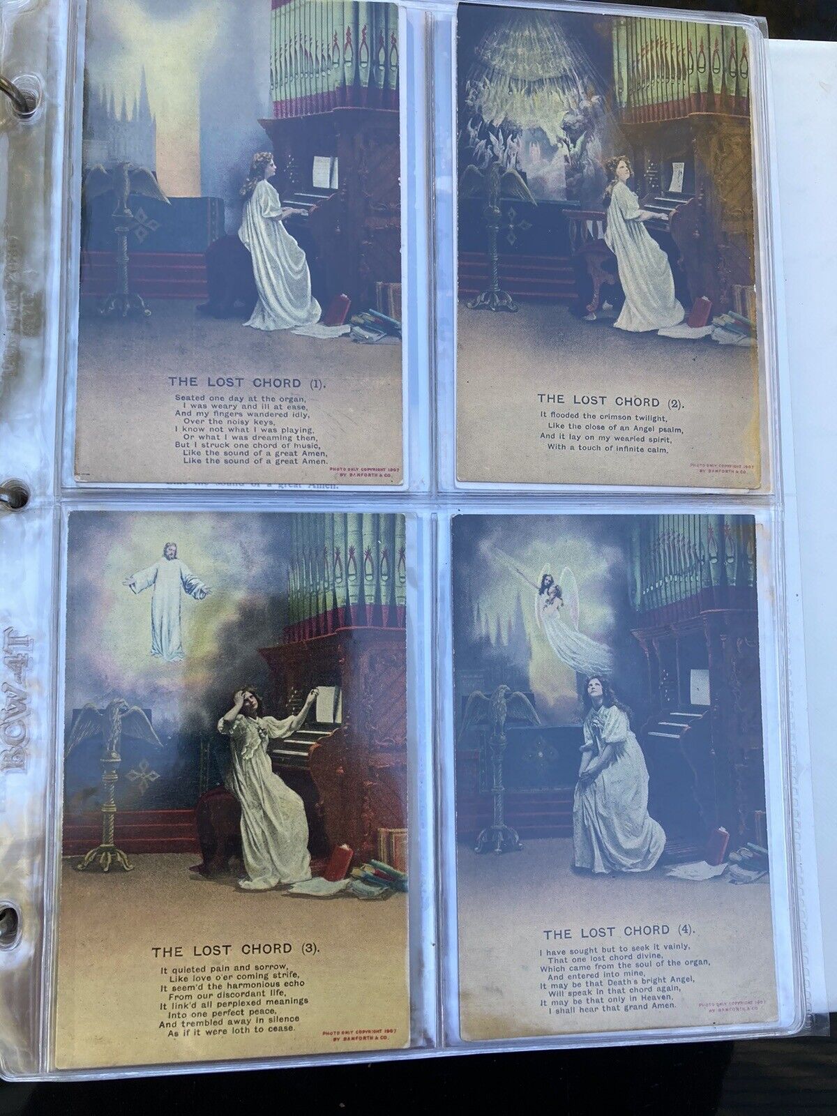 Lot of 4 x VINTAGE Bamforth The Lost Chord Song Cards POSTCARDS Complete Set EXC