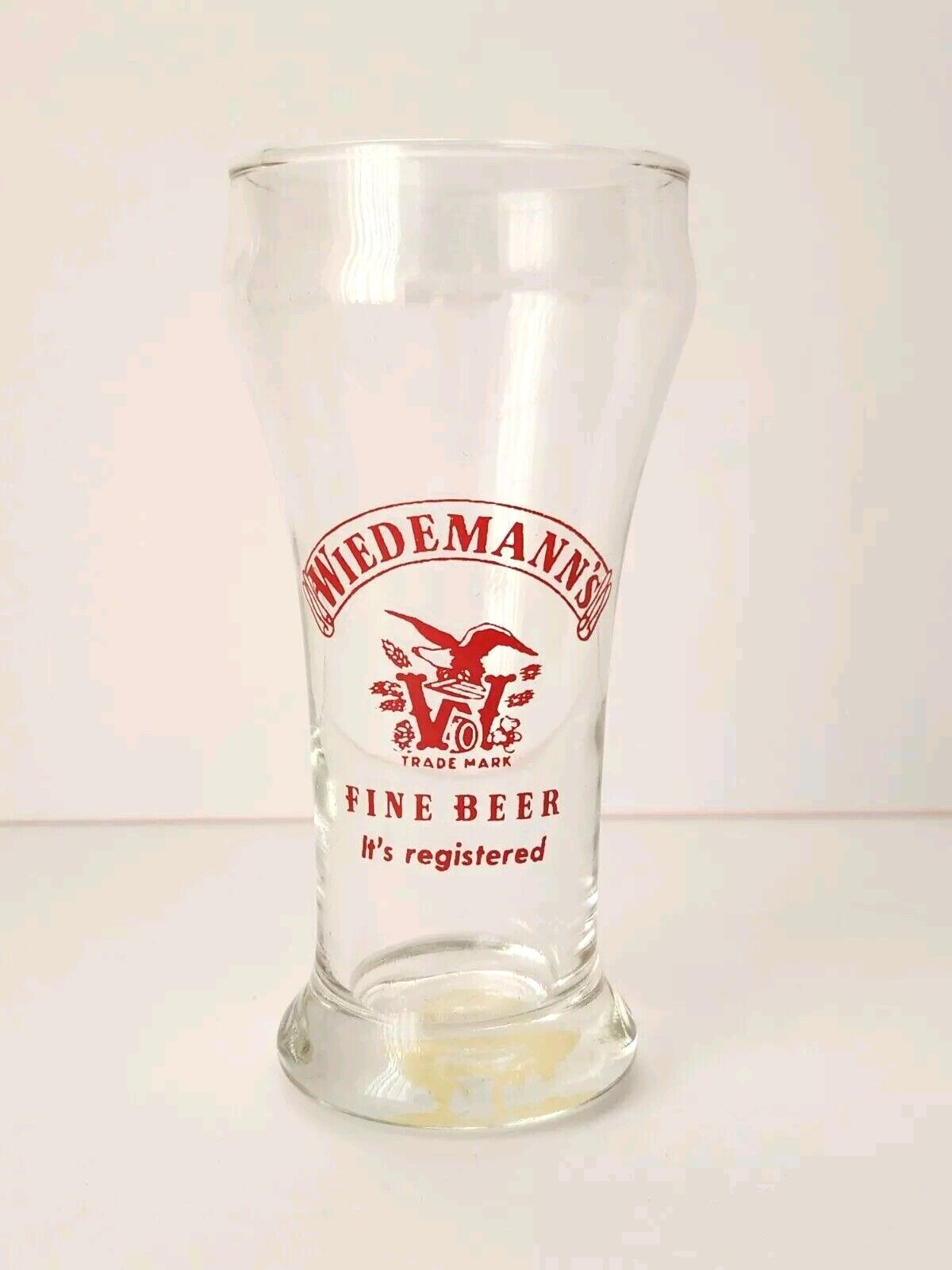 Vintage Wiedemann\'s Fine Beer Sham Glass Tavern Kentucky Barware Man Cave Decor