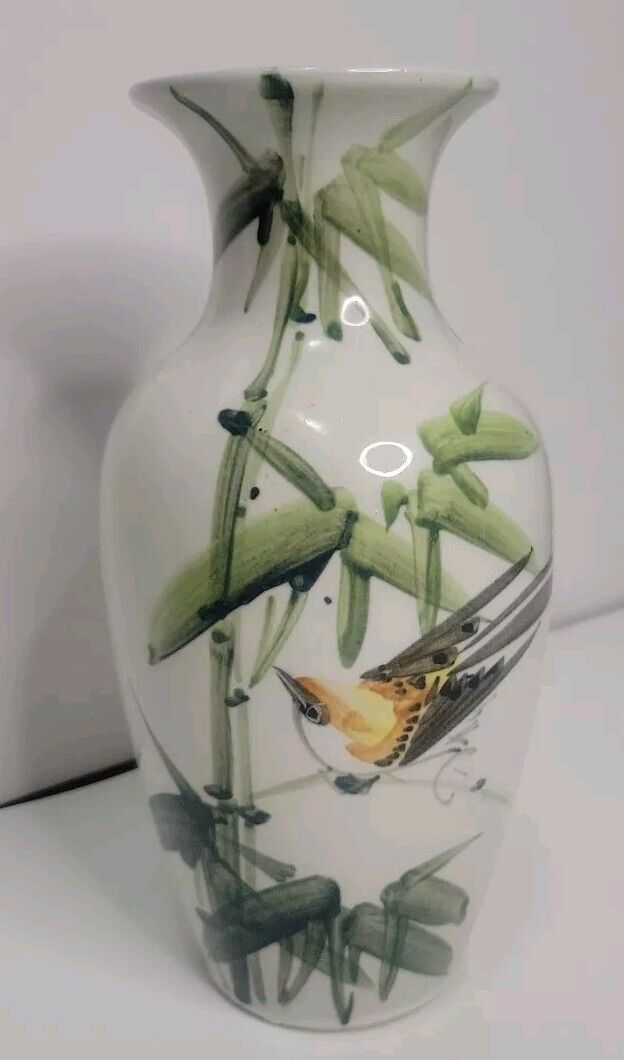 VTG Asian Vase Bird On Bamboo 9\