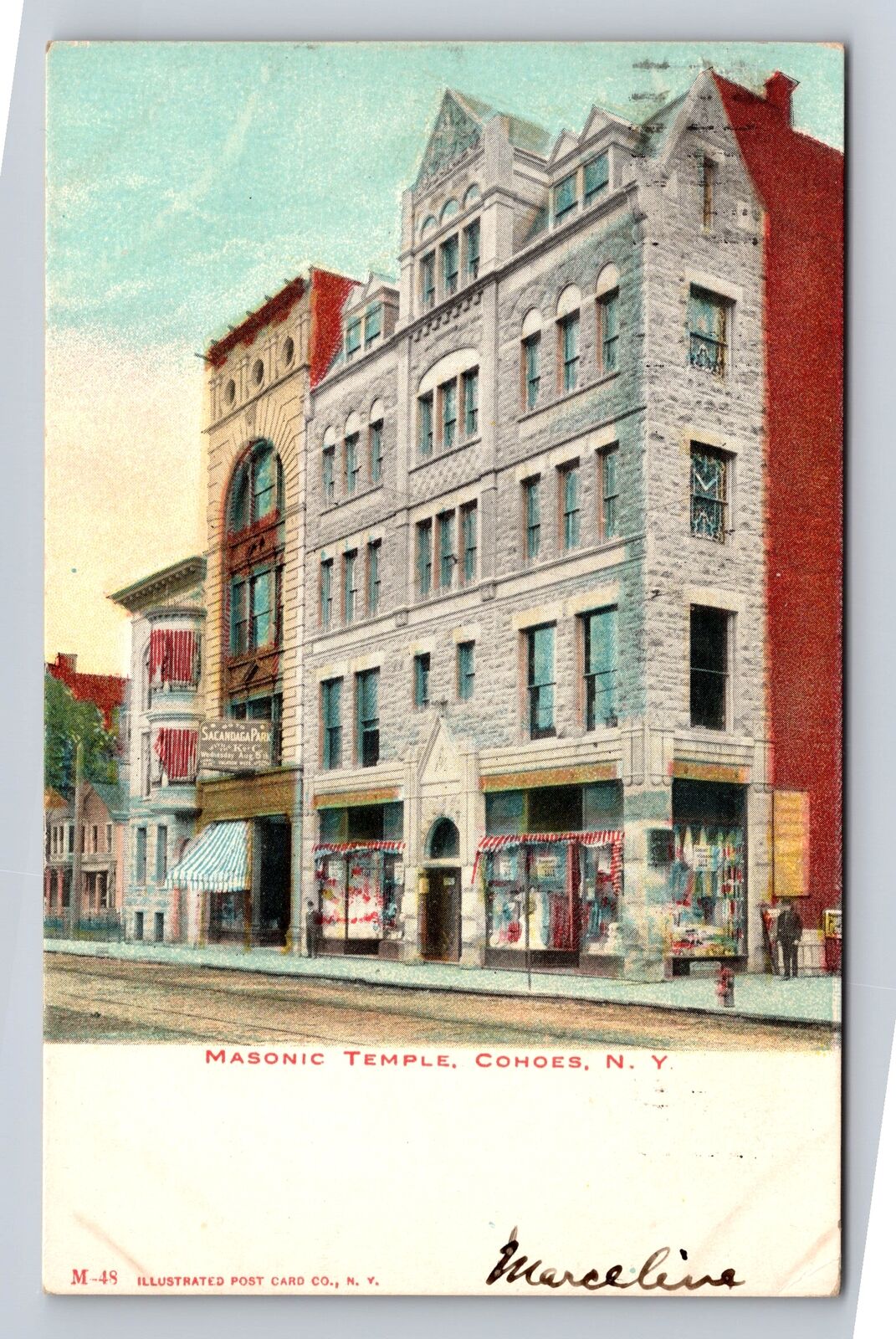 Cohoes NY-New York, Masonic Temple, Antique Vintage c1908 Souvenir Postcard