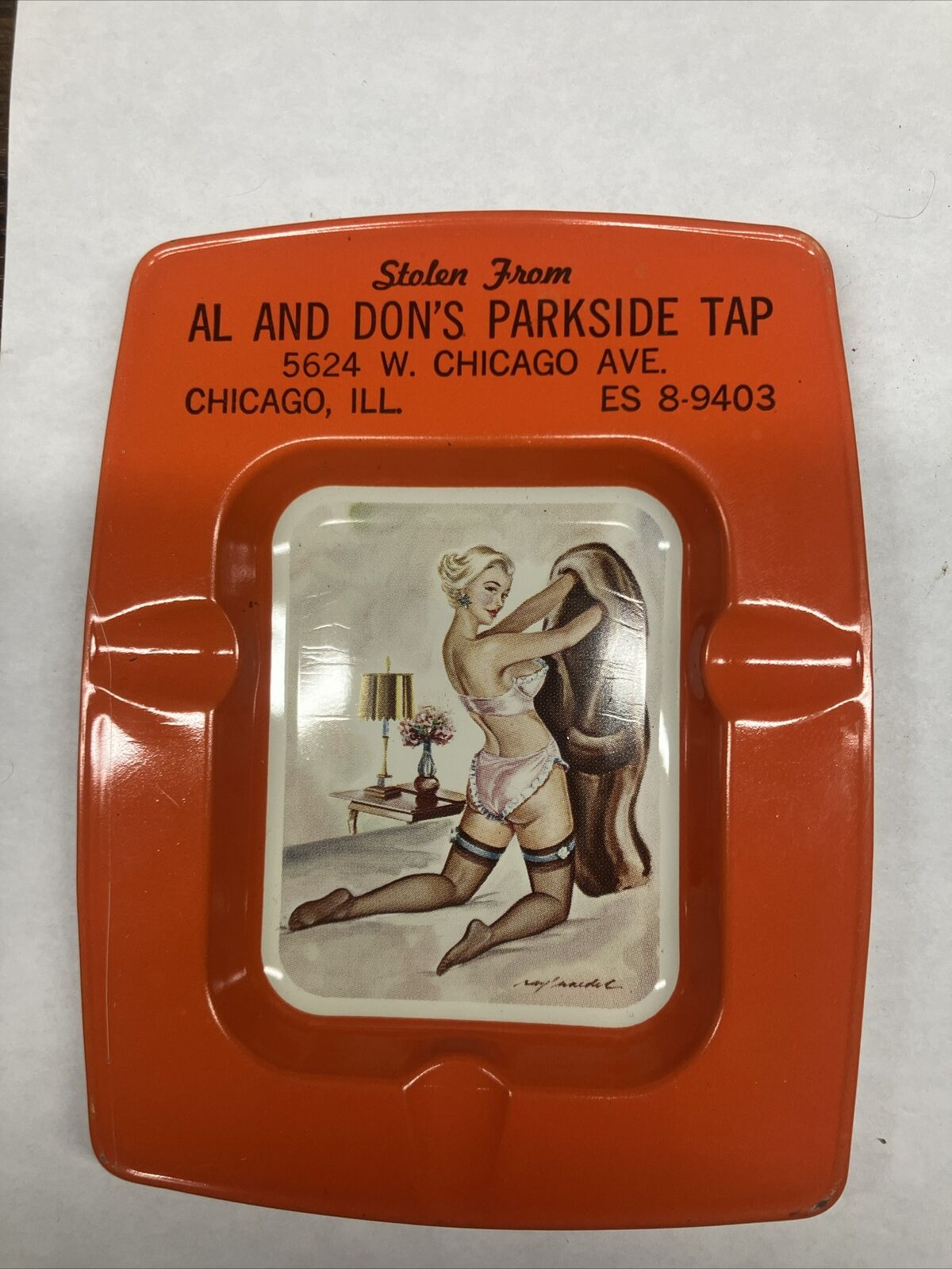 Vintage Semi-Nude Risqué Ashtray “Stolen From Al And Don’s Parkside Tap” Chicago