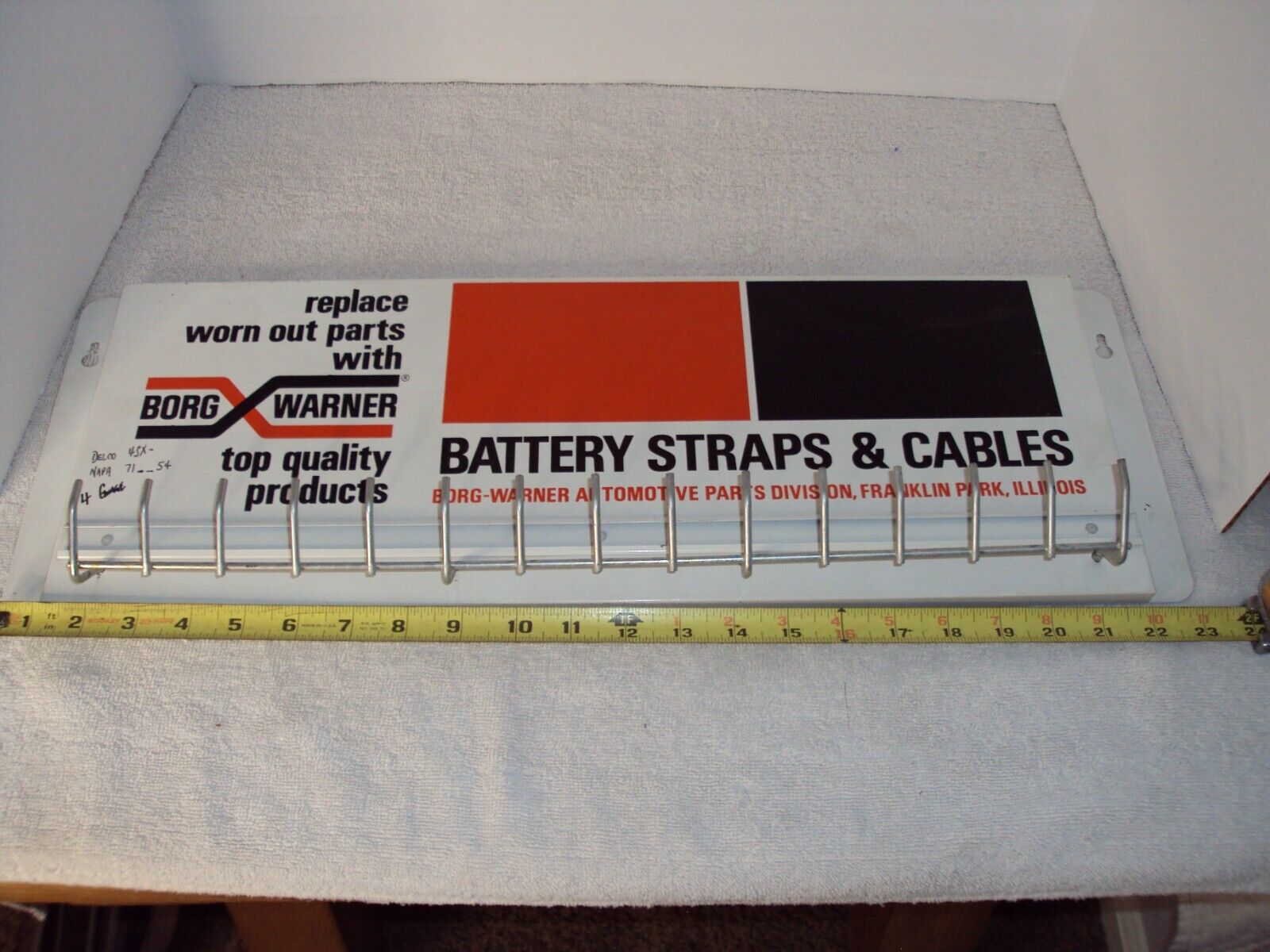 Vintage RARE Borg Warner Battery Cable Advertising Display Sign/Rack