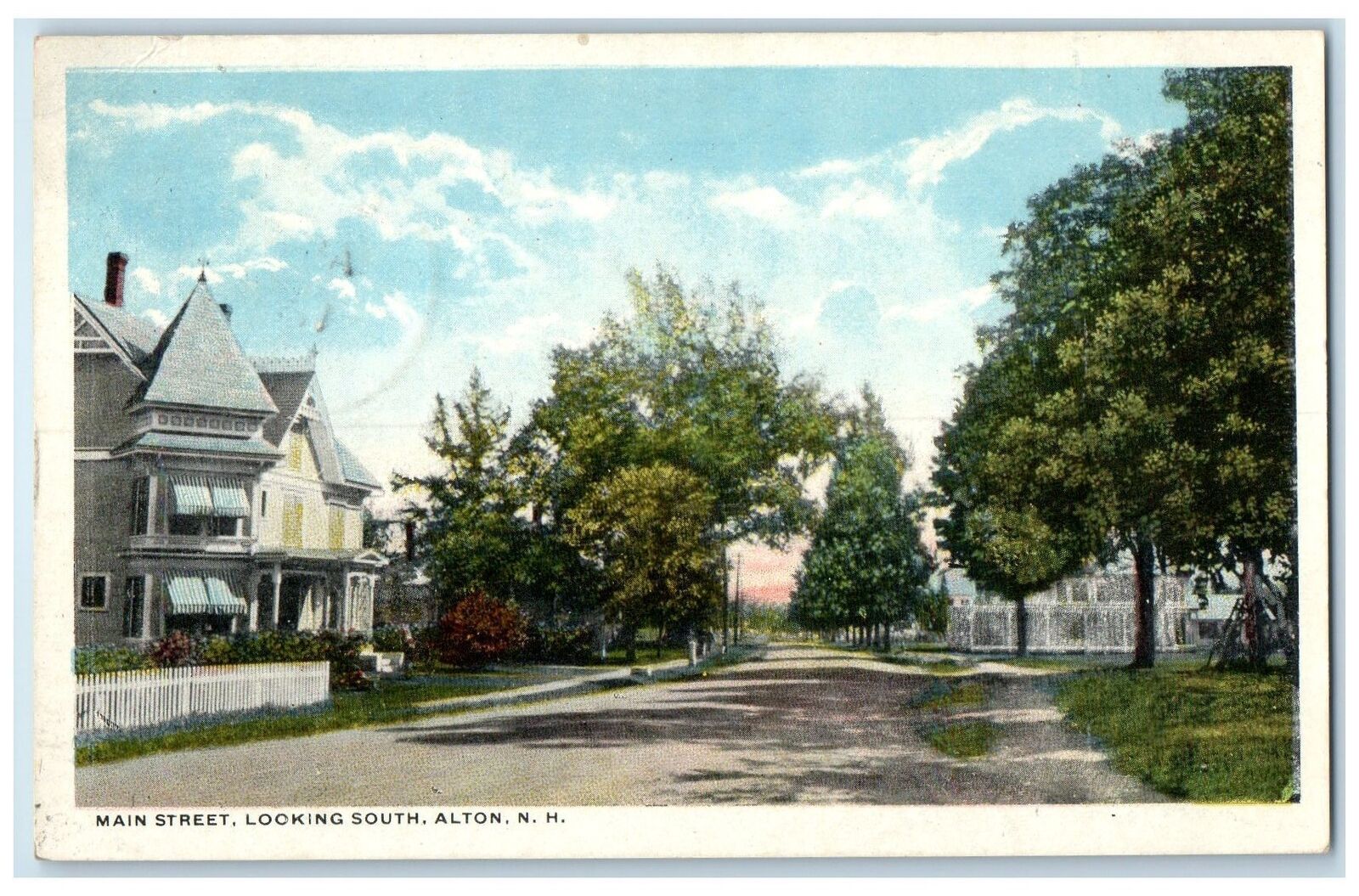 1918 Main Street Looking South Dirt Road Alton New Hampshire NH Vintage Postcard