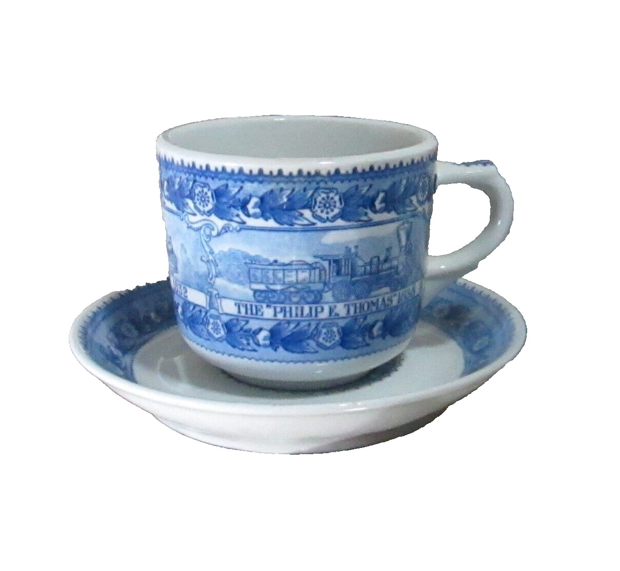 Vintage B & O Railroad Centenary Colonial Pattern Blue and White Cup Saucer