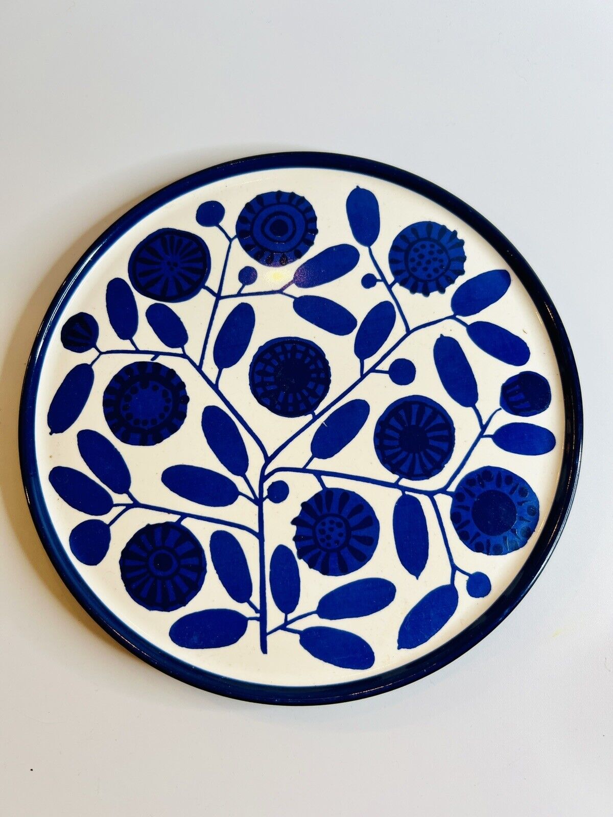 1960s MCM Melitta Porcelain Blue Sunflower Dessert Plate 7.25” Germany