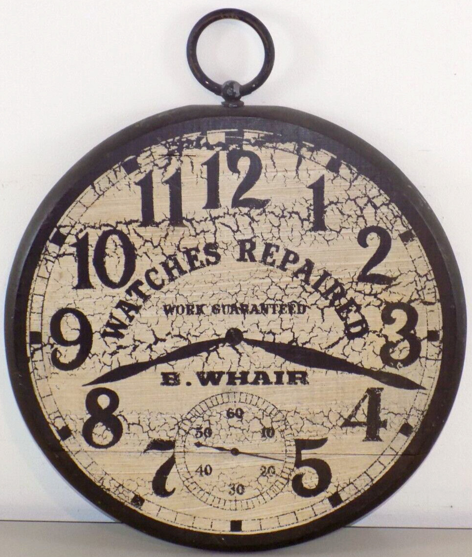 VINTAGE GEORGE NATHAN POCKET WATCH SHAPE WOOD SIGN WATCHES REPAIRED P85