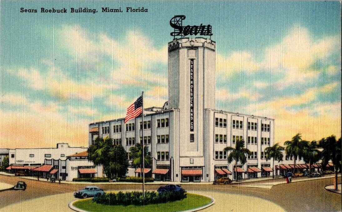 postcard Sears Roebuck Building Miami Florida A12