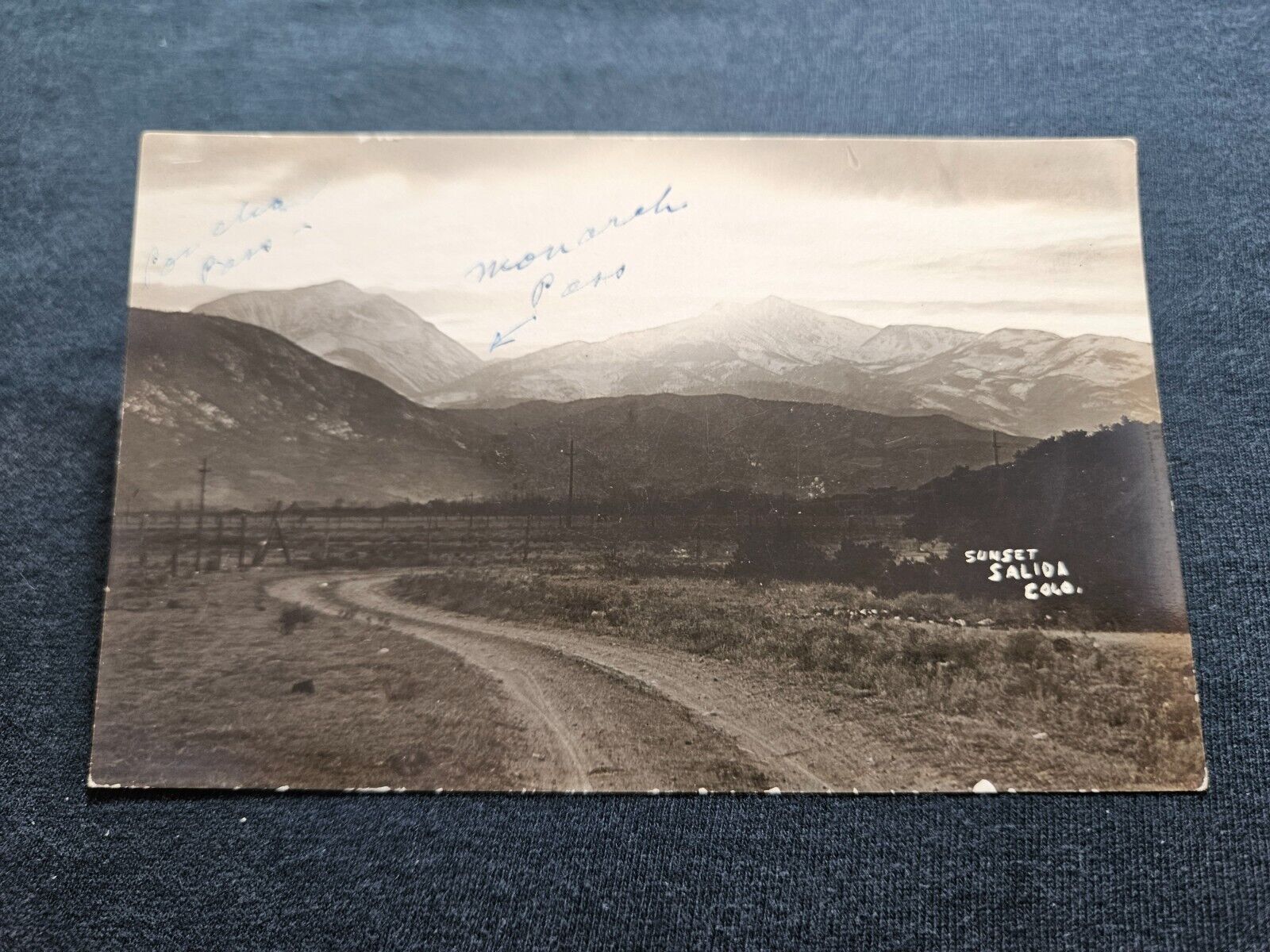 Postcard CO Colorado RPPC Real Photo Salida Sunset Scene Monarch Pass Mountains