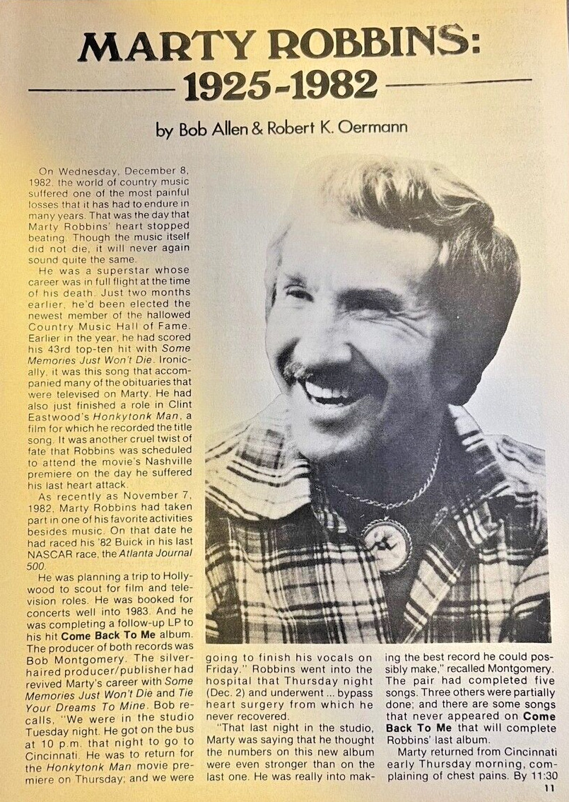 1983 Country Western Singer Marty Robbins Remembered