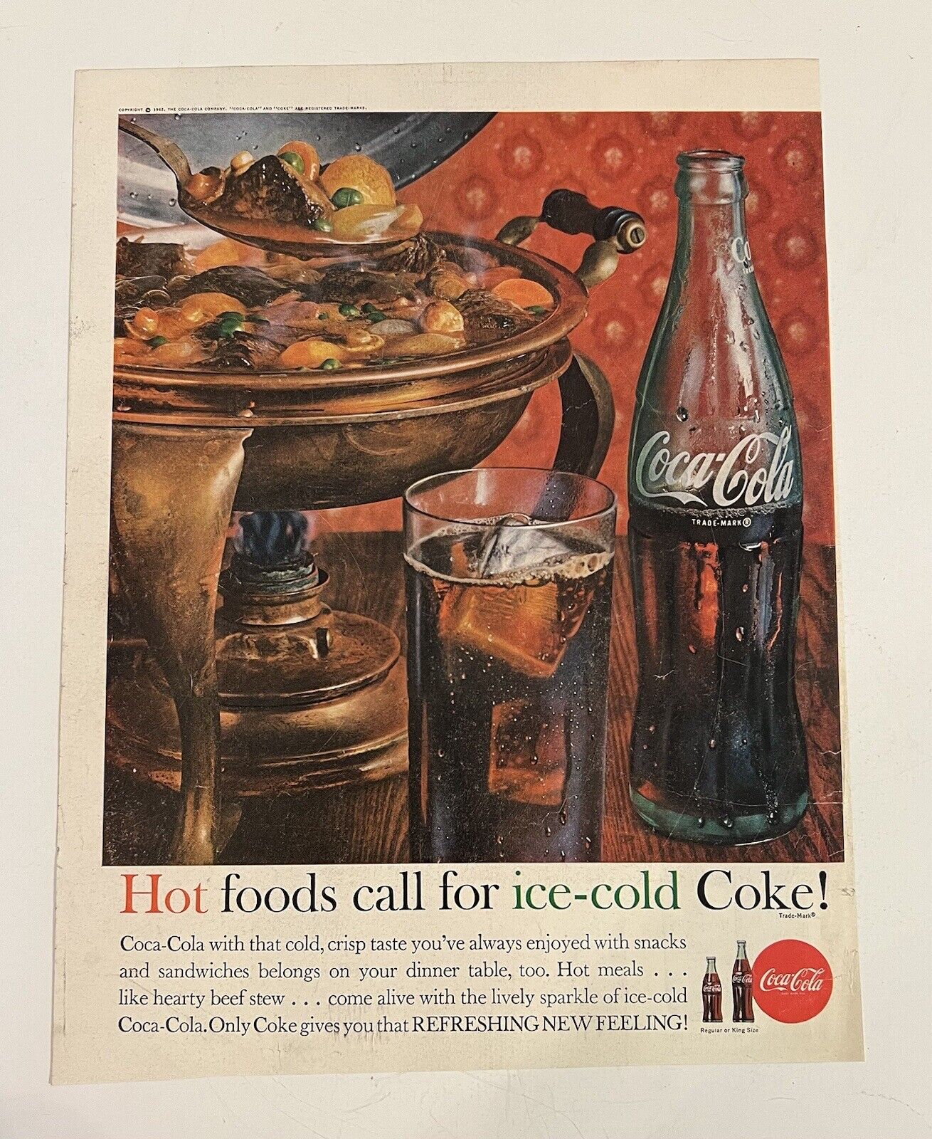 Coca-Cola 1962 Print Ad 10x13 Food Table Setting Coke Bottle Mid Century