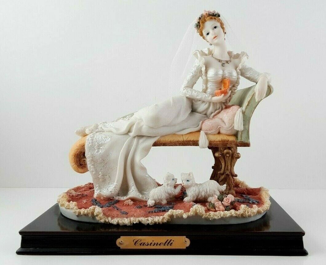 Casinelli Lareaux Bride Holding Ring on Couch Wedding Resin Figurine 9\