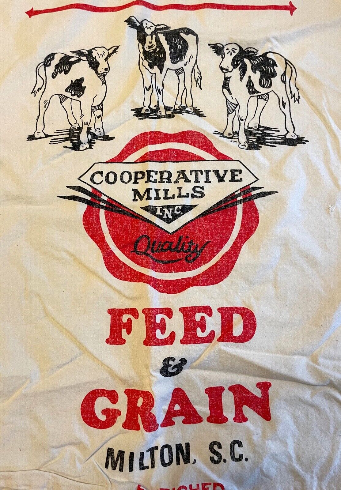 2  PILLOWCASES Made From Vintage Cooperative Mills Feed & Grain Sack Cows Two