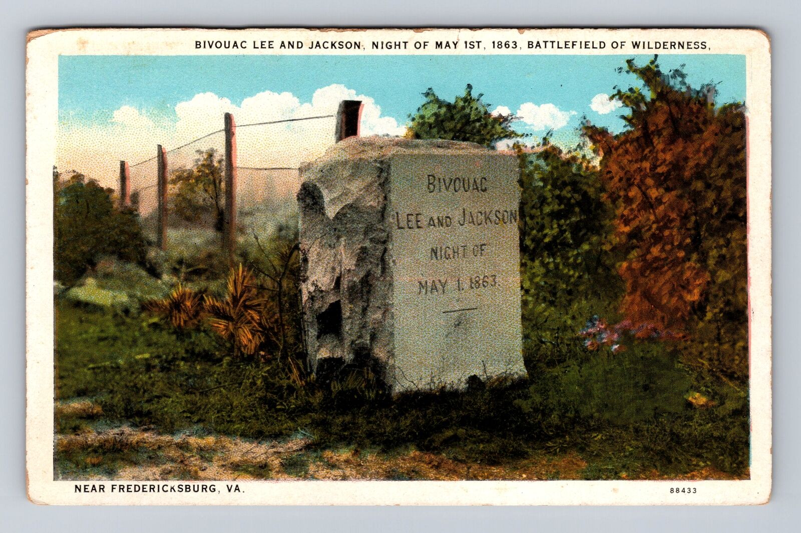 Fredericksburg VA- Virginia, Bivouac Lee And Jackson, Antique, Vintage Postcard