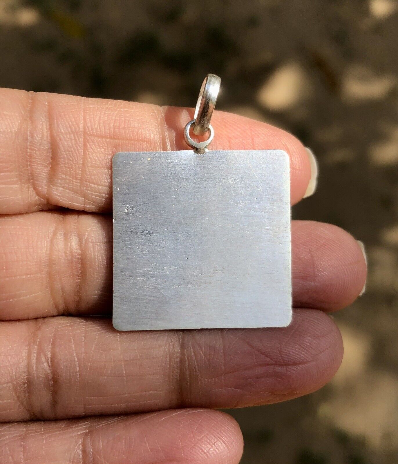 999 Pure Silver Hindu Religious Solid Silver Square Sheet Pendant 1 Pc, 1 inch