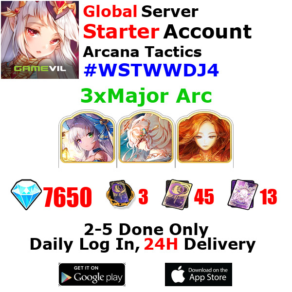 [Global][INST] Arcana Tactics Starter Account 3xMajor Arcana 7650+Jewels #WS