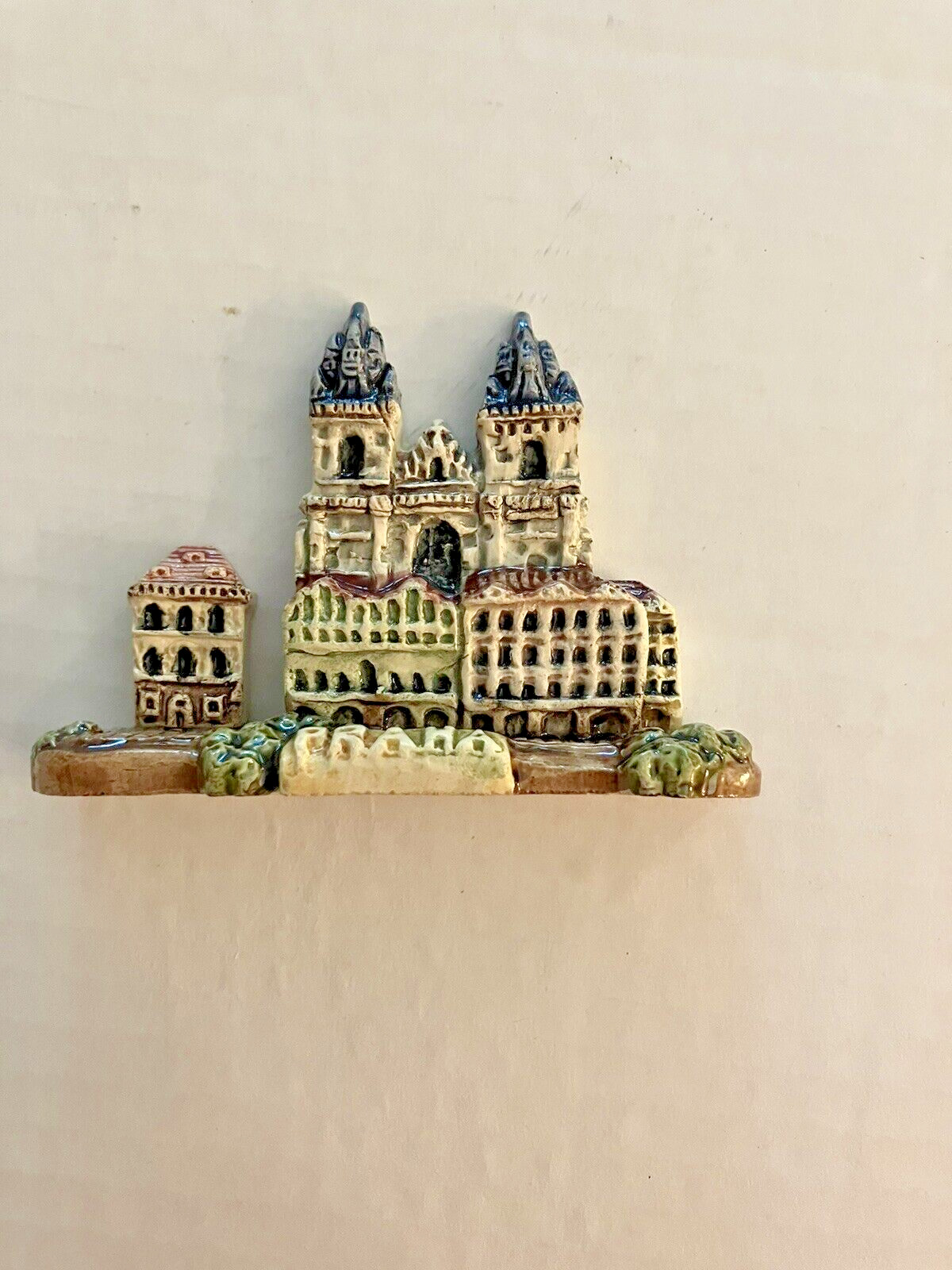 Vintage Ceramic Miniature Prague Czechosl City Scene Display Piece