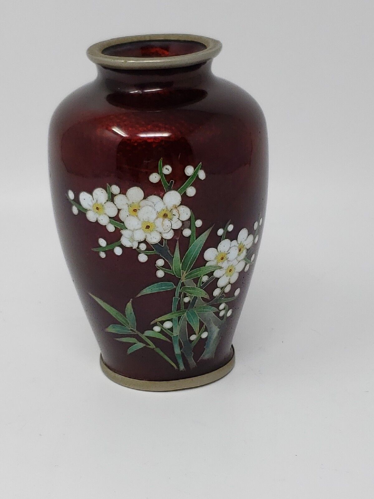 Antique France Enameled  cloissone Copper Mini vase Post impressionism Handmade