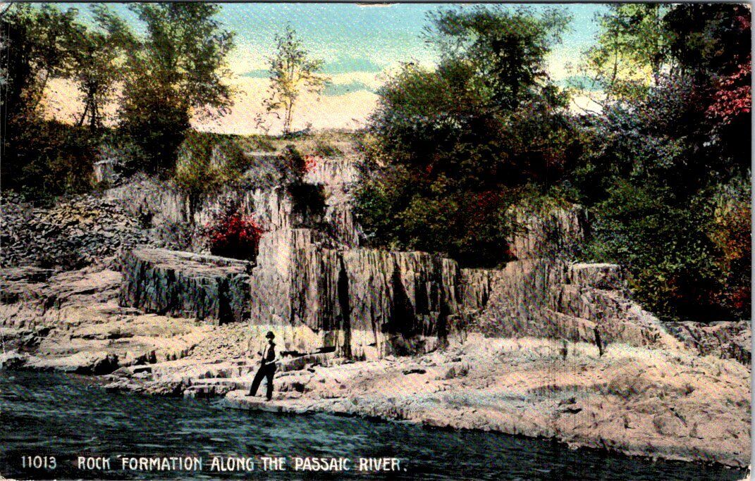 1915, Rock Formation Along the PASSAIC RIVER, New Jersey Postcard