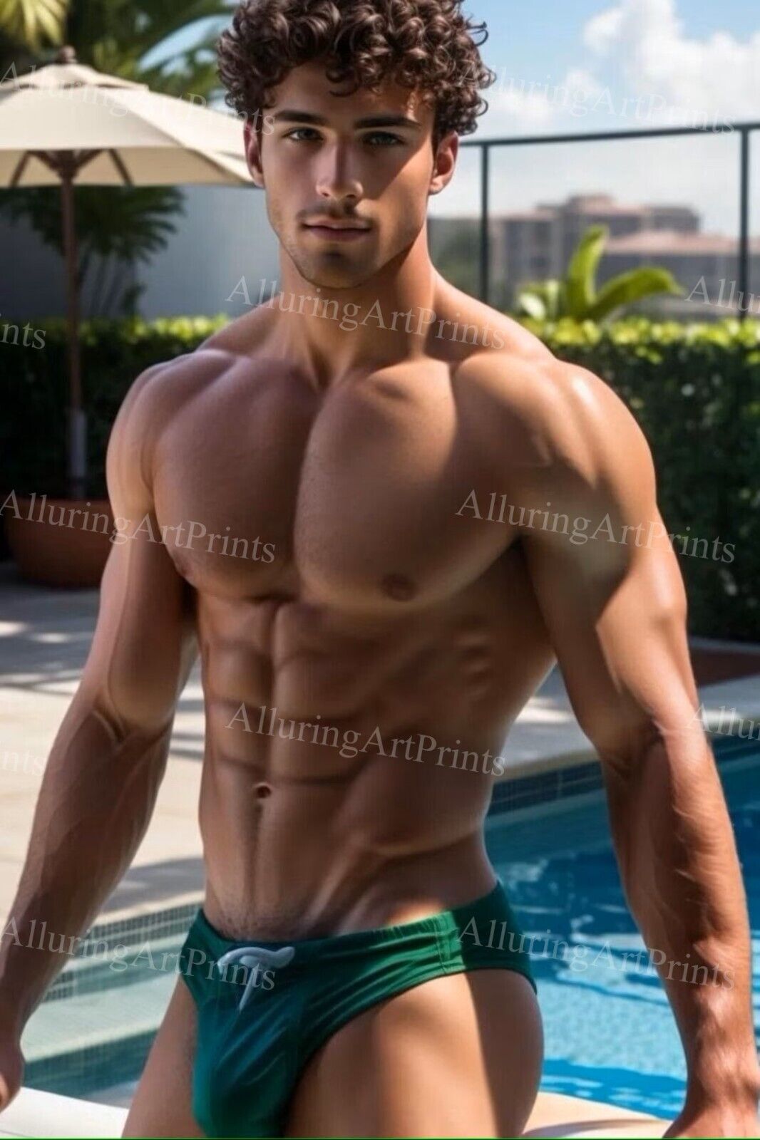 13x19 Male Model Photo Print Muscular Handsome Beefcake Shirtless Hunk -MM959