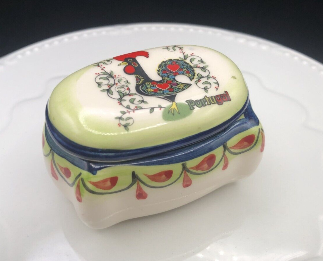 Ceramic Trinket Box Traditional Portuguese Rooster 3\