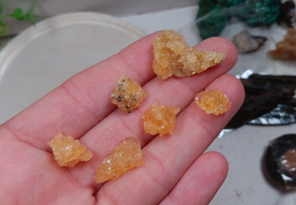 Rare Golden Selenite Rose Crystal Cluster Small Pieces Peru 6g Lot Eq