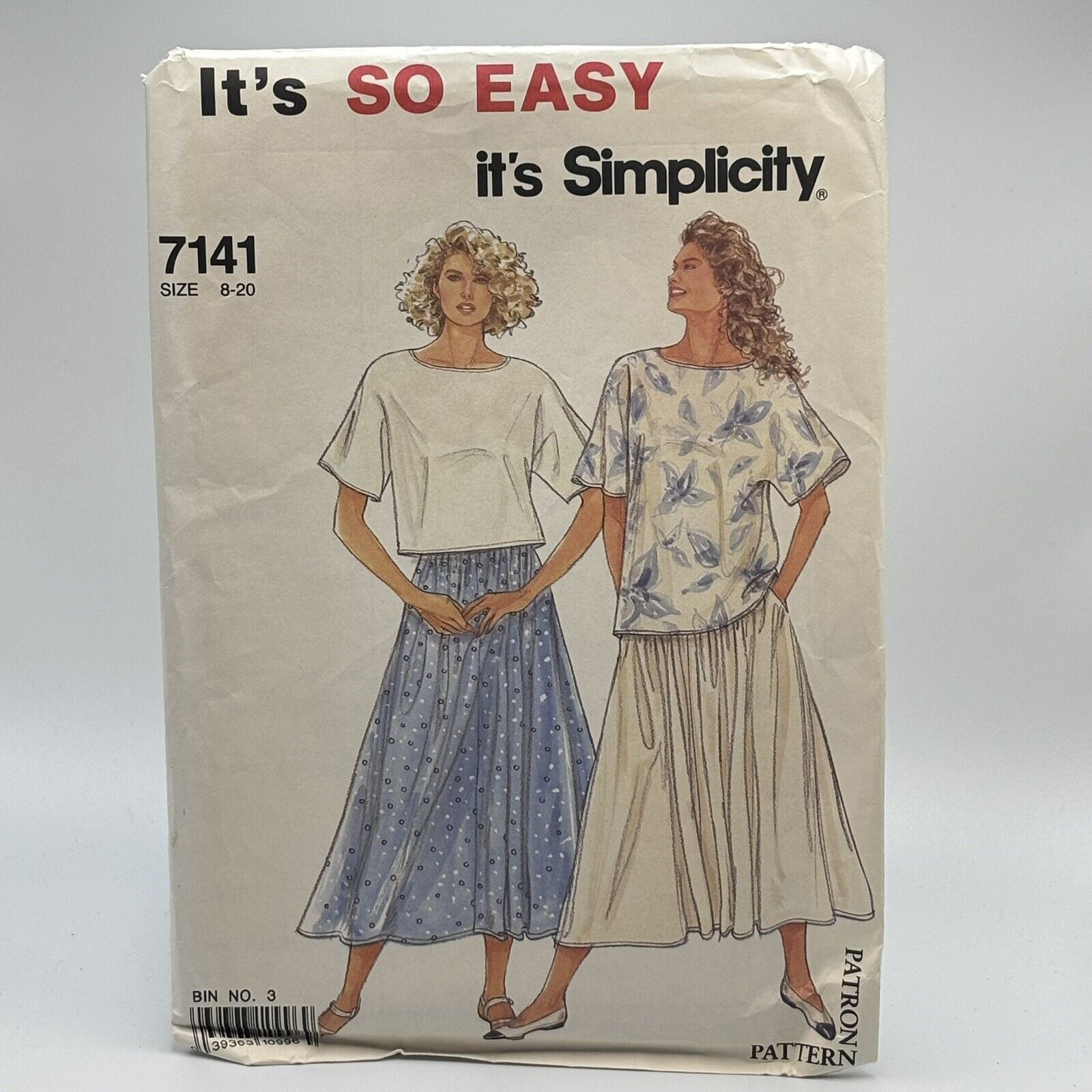 Simplicity Pattern 7141 So Easy Misses 8-20 Pullover Top Skirt Uncut