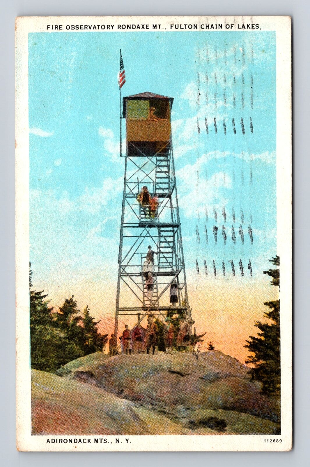 Adirondack Mountains NY-New York, Fire Observatory, Vintage c1929 Postcard