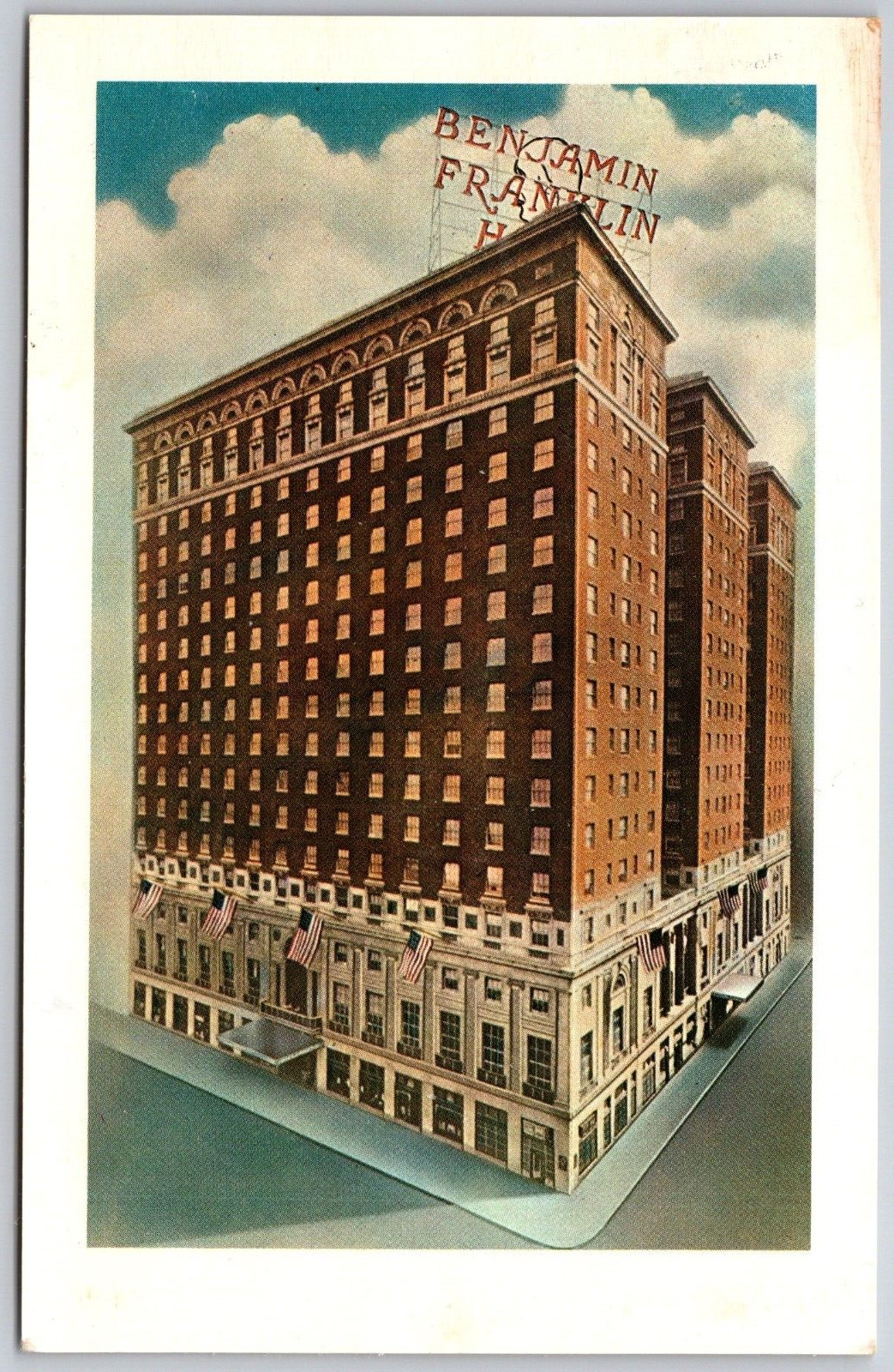 Postcard  The Benjamin Franklin Hotel Chestnut at 9th Philadelphia PA
