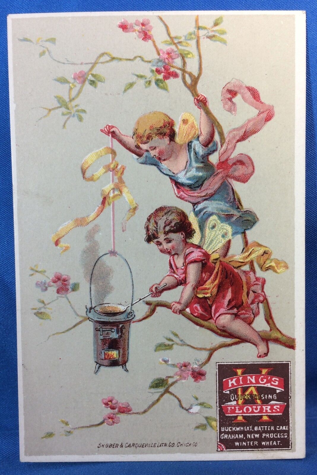 1880s KING\'s FLOUR Victorian FAIRY Advertising Trade Card BURLINGTON IA Antique