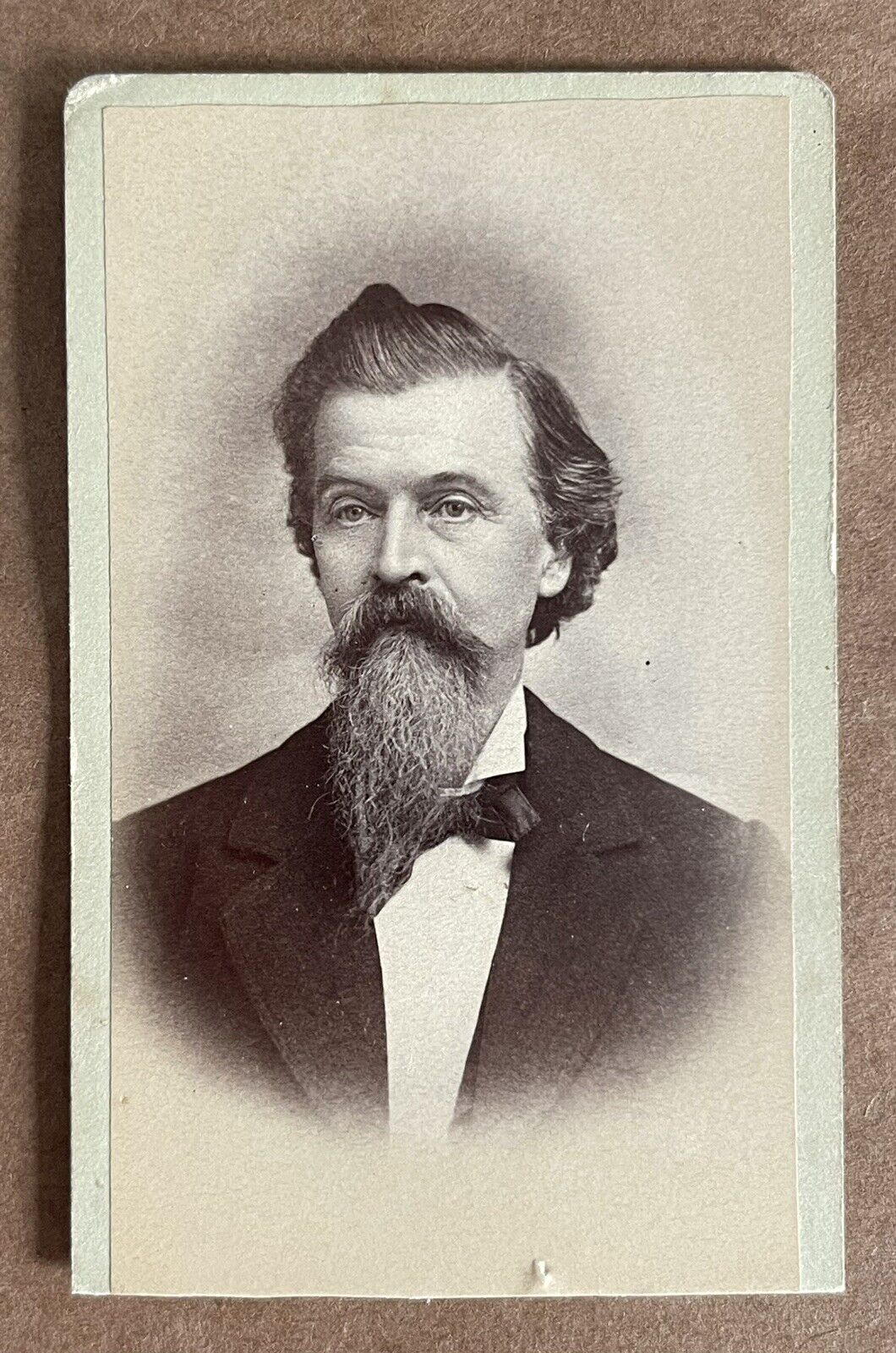 Antique Victorian CDV Photo Card Portrait Handsome Bearded Man Belle Plain, IA