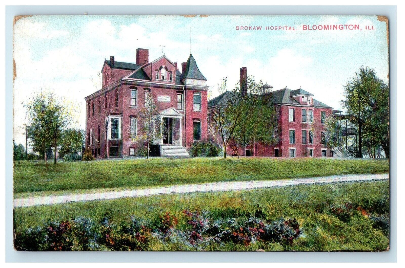 c1910's Brokaw Hospital Bloomington Illinois IL Unposted Antique Postcard