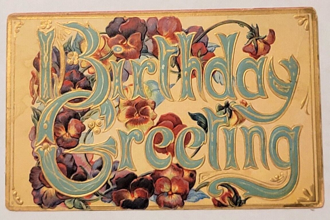 1912 Birthday Greeting Vtg Postcard Embossed Divided No. 1951,3 Series