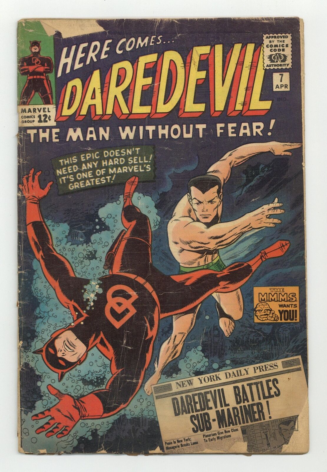 Daredevil #7 FR/GD 1.5 1965 1st app. Daredevil\'s red costume